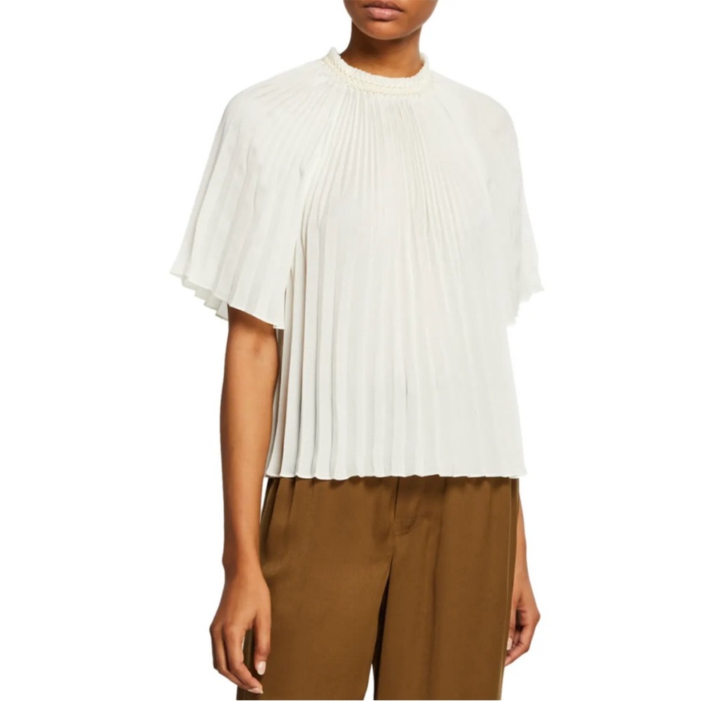 NWT Vince Pleated Ivory Blouse. Retail price $325! Size M.